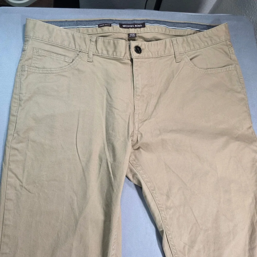 Michael Kors Parker Slim Fit Tan Khaki Pants Mens 36x32 Cotton Stretch Chinos